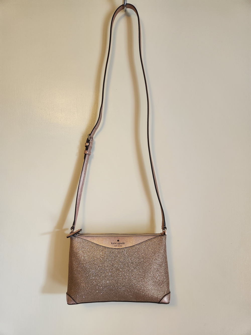 Kate Spade Rose Gold Glitter Crossbody Bag